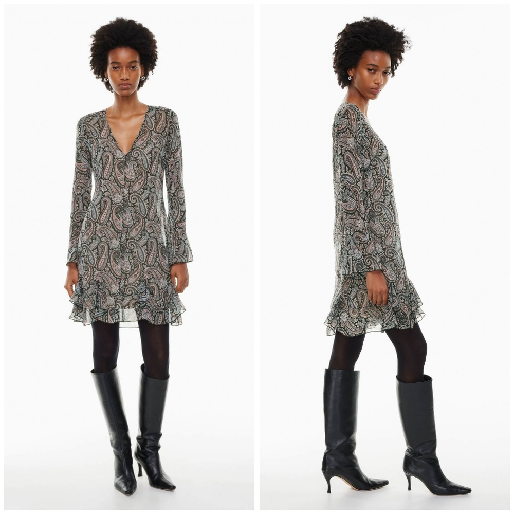 Aritzia Wilfred Folia paisley sem-sheer dress S